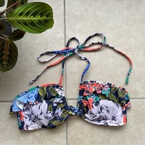 aerie Floral Ruffle Bikini Top New with Tags !
